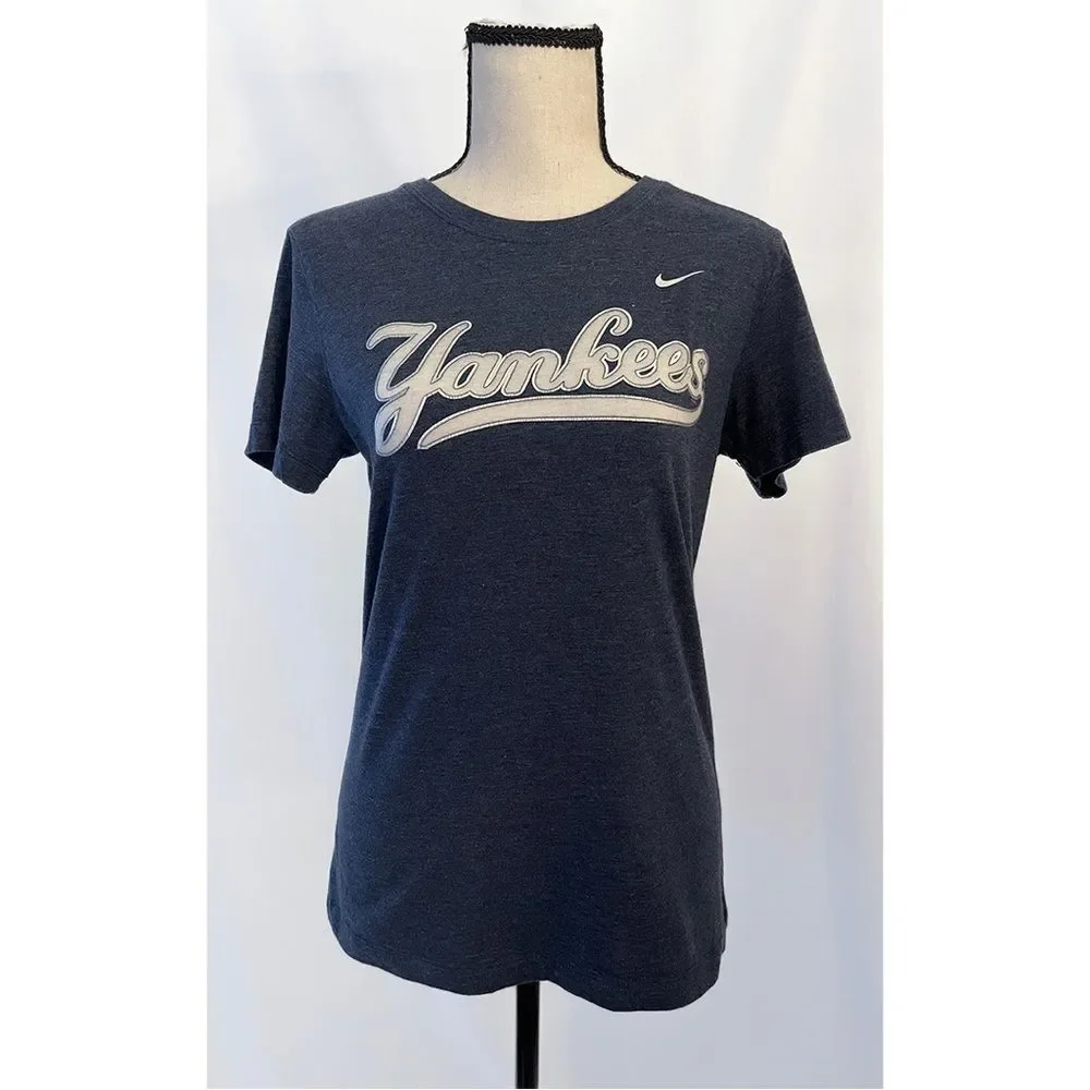 MLB Nike NY Yankees T Shirt | Bleach Effect Logo Short Sleeve Tee